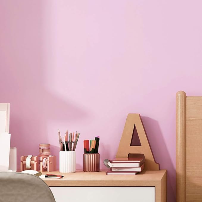 197"x17.7" Pink Wallpaper Solid Color Peel and Stick Wallpaper Pink Contact - Image 9