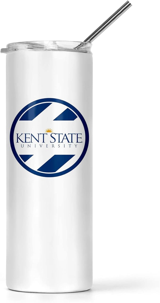 Kent State University Skinny Tumbler, Water Tumbler, Stainless Steel Tumbler, Tumbler Cup, Tumbler with Straw and Lid, Double Wall, Stainless Tumbler (Kent State University #18)