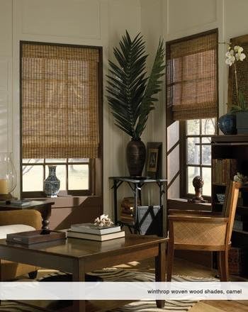 Cordless Woven Wood Roman Shades, 49W x 48H, Ashbury Camel, Sizes 20-72 Wide - Image 2