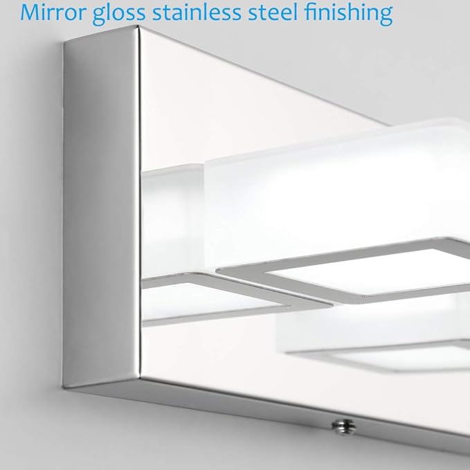 Ralbay Chrome Bathroom Vanity Lighting Fixtures Acrylic Rotable 360° LED Modern - Image 7