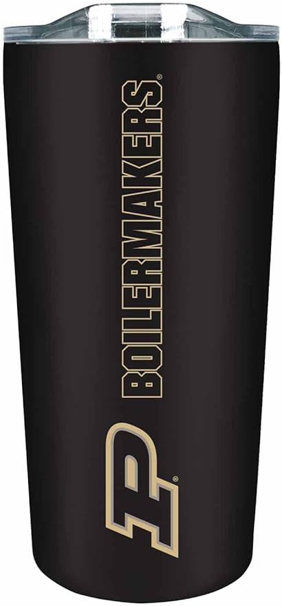 Campus Colors NCAA Stainless Steel Tumbler perfect for Gameday - 18 oz - Double Walled - Keeps Drinks Perfectly Insulated (Purdue Boilermakers - Black)