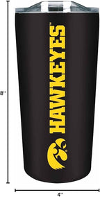 Campus Colors NCAA Stainless Steel Tumbler perfect for Gameday - 18 oz - Double Walled - Keeps Drinks Perfectly Insulated (Iowa Hawkeyes - Black)