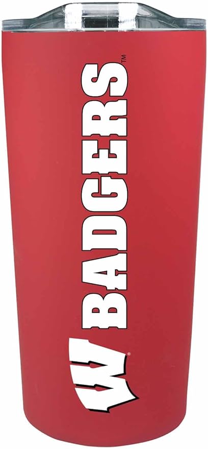 Campus Colors NCAA Stainless Steel Tumbler perfect for Gameday - 18 oz - Double Walled - Keeps Drinks Perfectly Insulated (Wisconsin Badgers - Red)
