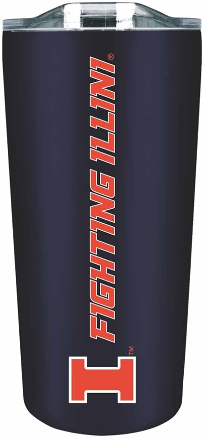 Campus Colors NCAA Stainless Steel Tumbler perfect for Gameday - 18 oz - Double Walled - Keeps Drinks Perfectly Insulated (Illinois Fighting Illini - Navy)