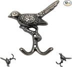 12 pcs Antique Silver Bird Decorative Wall Hooks by DIYDecorHub