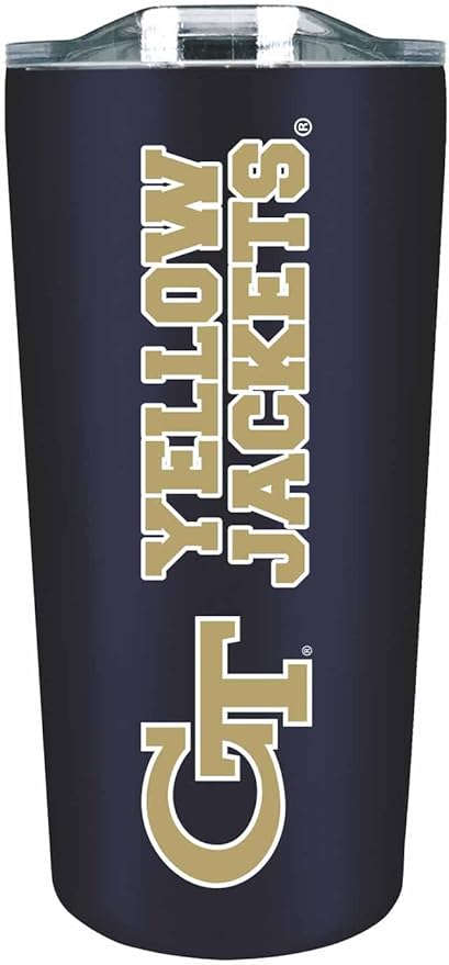 Campus Colors NCAA Stainless Steel Tumbler perfect for Gameday - 18 oz - Double Walled - Keeps Drinks Perfectly Insulated (Georgia Tech Yellowjackets - Navy)