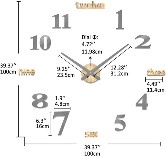 VANGOLD Giant Wall Clock for Living Room Decor, Decorative Wall Clocks Battery - Image 3