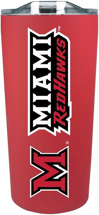 Campus Colors NCAA Stainless Steel Tumbler perfect for Gameday - 18 oz - Double Walled - Keeps Drinks Perfectly Insulated (Miami Redhawks - Red)