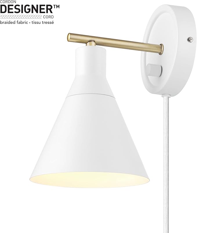 Globe Electric 65542 1-Light Plug-in or Hardwire Wall Sconce, Matte White - Image 11