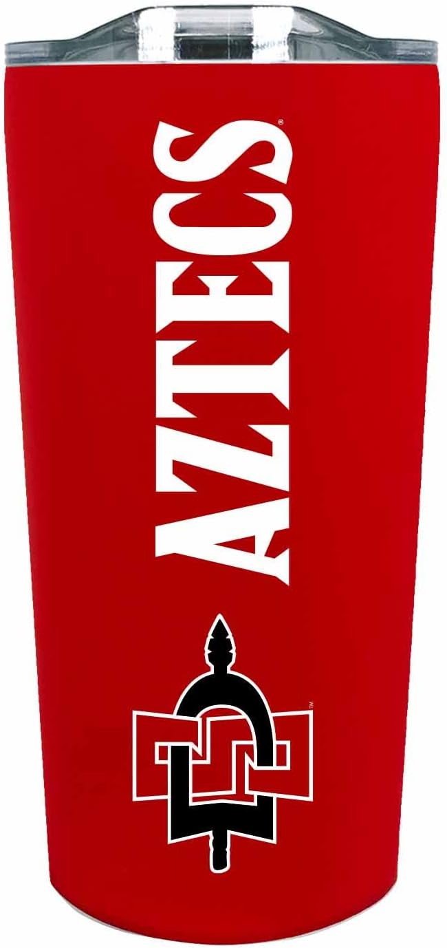 Campus Colors NCAA Stainless Steel Tumbler perfect for Gameday - 18 oz - Double Walled - Keeps Drinks Perfectly Insulated (San Diego State Aztecs - Red)