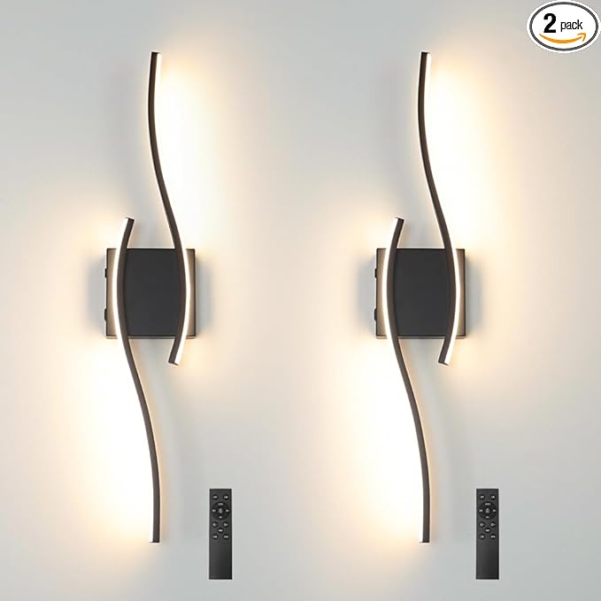 Daunton Modern Battery Operated Wall Sconce Set of 2, 3CCT Adjustable, Timer& by Daunton