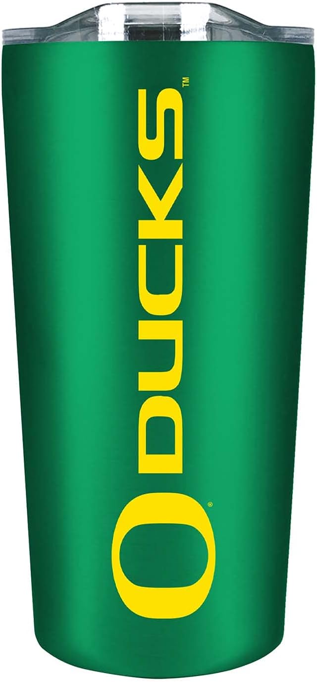 Campus Colors College Stainless Steel, Double Walled, Vacuum Insulated, Reusable Collegiate Tumbler with Slider-Top Lid for Travel, Sports, and Coffee, 18 oz (Oregon Ducks - Green)