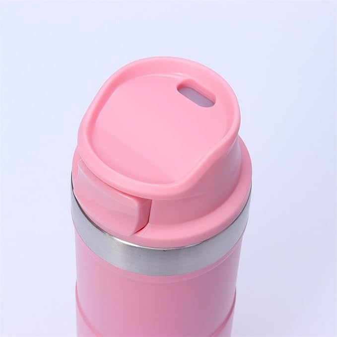 16OZ Trigger Action Travel Mug - 500ml BPA Free Insulated Stainless Steel Coffee Tumbler, Leak-Proof Wide Mouth Design for Commuters, Sports & Outdoor Enthusiasts (Pink)