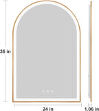 Arched LED Mirror for Bathroom 24"x36", Shatterproof, Touch Sensor, 3 Color - Image 7