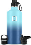 IRON °FLASK Camping & Hiking Hydration Flask with Spout, BPA-Free Insulated Stainless Steel Sports Water Bottle - 64 oz Blue Waves