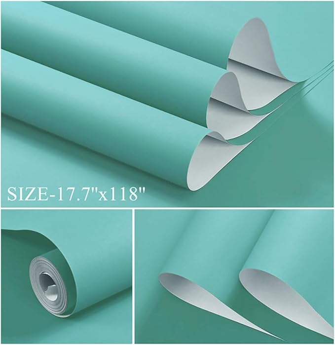 Dimoon 118.1''x17.7''Mint Green Peel and Stick Wallpaper Contact Paper Modern - Image 2