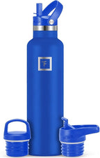 IRON °FLASK Camping & Hiking Hydration Flask with Straw, BPA-Free Insulated Stainless Steel Sports Water Bottle - 24 oz Cobalt