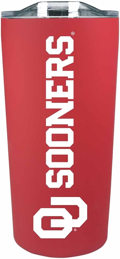 Campus Colors NCAA Stainless Steel Tumbler perfect for Gameday - 18 oz - Double Walled - Keeps Drinks Perfectly Insulated (Oklahoma Sooners - Crimson)