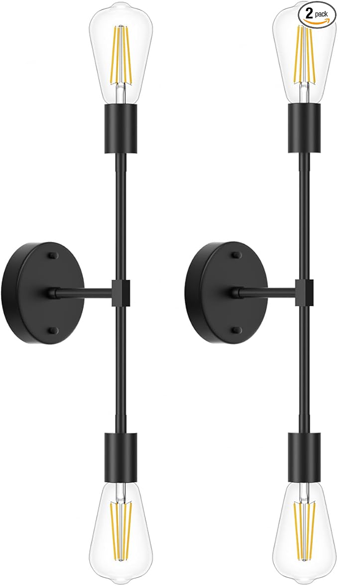 FadimiKoo 2-Light Black Bathroom Light Fixtures, Modern Wall Sconces Lighting by FadimiKoo