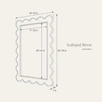 CAALMA Scalloped Wall Mirror 24 x 36 Rectangular, Bathroom Mirror, Mirrors - Image 6