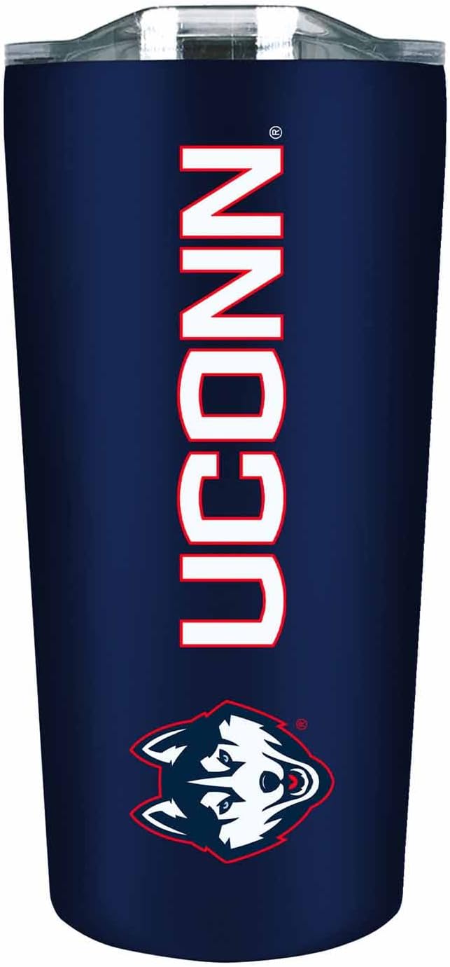 Campus Colors NCAA Stainless Steel Tumbler perfect for Gameday - 18 oz - Double Walled - Keeps Drinks Perfectly Insulated (UCONN Huskies - Navy)
