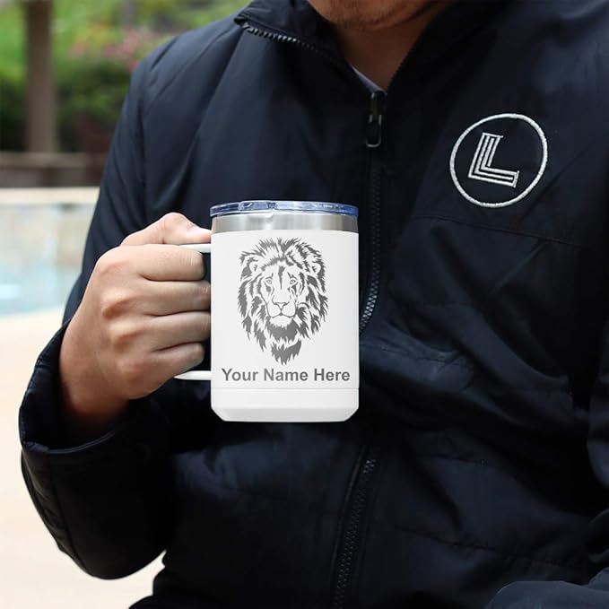 LaserGram 15oz Vacuum Insulated Coffee Mug, High Wing Airplane, Personalized Engraving Included (White)