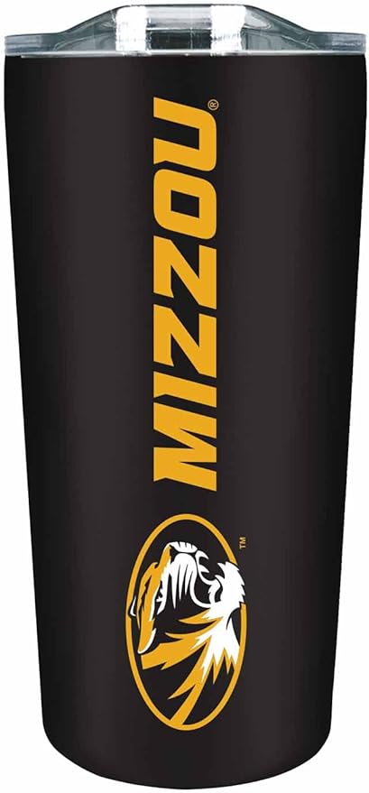 Campus Colors NCAA Stainless Steel Tumbler perfect for Gameday - 18 oz - Double Walled - Keeps Drinks Perfectly Insulated (Missouri Tigers - Black)