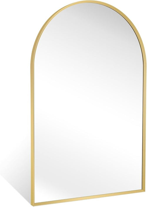 20" x 30" Gold Arched Mirror, Arch Bathroom Vanity Wall Mirror, Modern Aluminum by Minuover