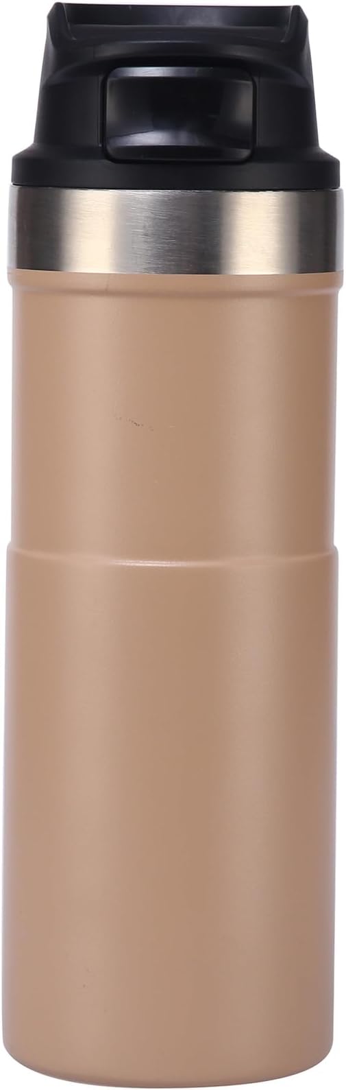 16OZ Trigger Action Travel Mug - 500ml BPA Free Insulated Stainless Steel Coffee Tumbler, Leak-Proof Wide Mouth Design for Commuters, Sports & Outdoor Enthusiasts (Caramel colour)