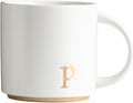 COLLECTIVE HOME - Monogram Ceramic Mugs, 15 oz Golden Initial Coffee Cups, Elegant Alphabet Tea Mugs, Elegant Personalized Mug with Gift Box, Luxurious Cups for Office and Home (p)