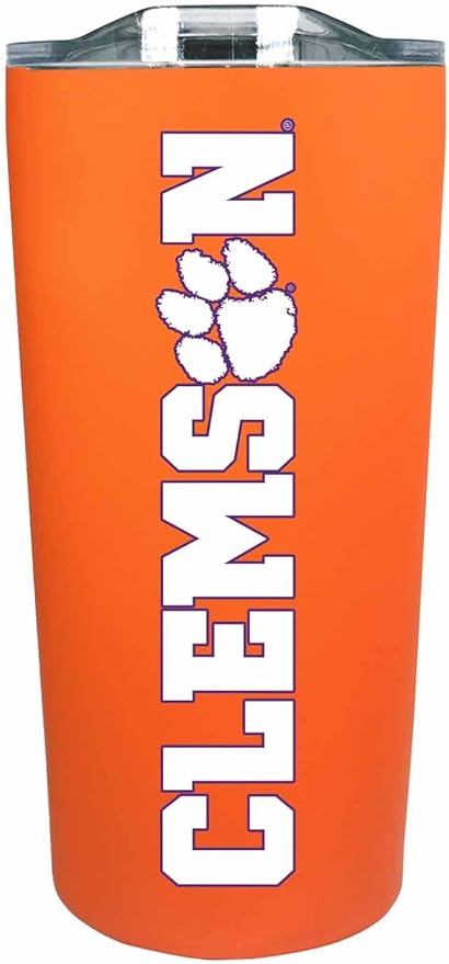 Campus Colors NCAA Stainless Steel Tumbler perfect for Gameday - 18 oz - Double Walled - Keeps Drinks Perfectly Insulated (Clemson Tigers - Orange)