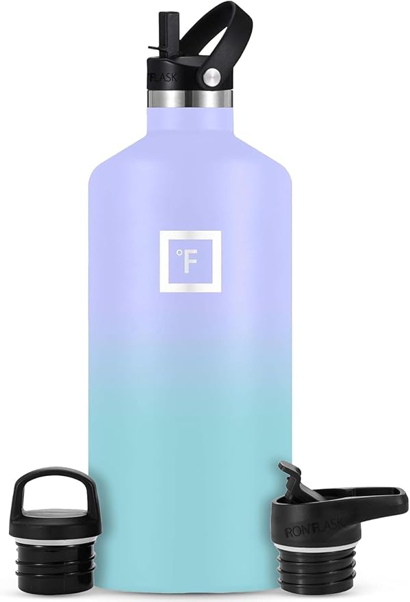 IRON °FLASK Camping & Hiking Hydration Flask with Straw, BPA-Free Insulated Stainless Steel Sports Water Bottle - 64 oz Cotton Candy