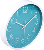 jomparis 12 Inch Silent Non-Ticking Battery Operated Round Turquoise Wall Clock - Image 5