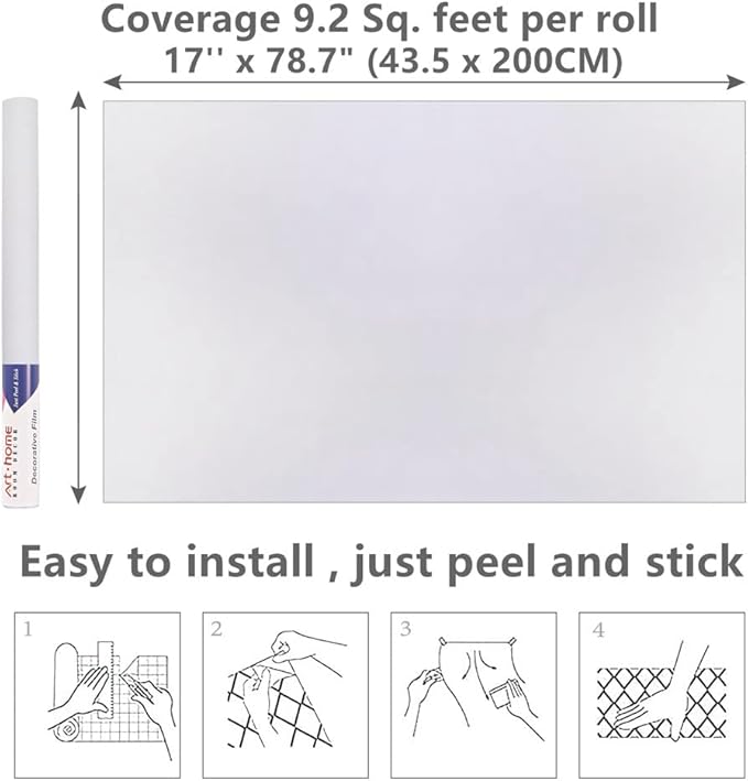 Arthome 17''x78.7'' White Contact Paper, Self Adhesive Wallpaper Waterproof - Image 3
