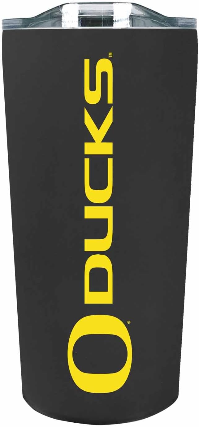 Campus Colors College Stainless Steel, Double Walled, Vacuum Insulated, Reusable Collegiate Tumbler with Slider-Top Lid for Travel, Sports, and Coffee, 18 oz (Oregon Ducks - Black)