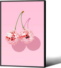 Funky Pink Cherry Poster Retro Disco Ball Canvas Wall Art 24X36 inch Black by Unknown