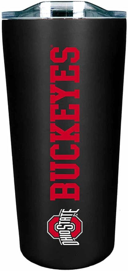 Campus Colors NCAA Stainless Steel Tumbler perfect for Gameday - 18 oz - Double Walled - Keeps Drinks Perfectly Insulated (Ohio State Buckeyes - Black)