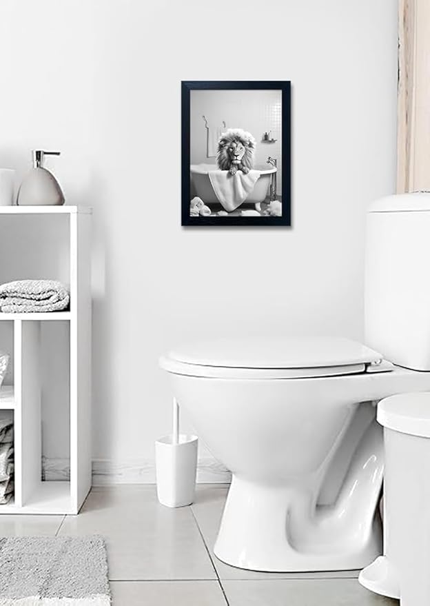 Black and White Lion Canvas Wall Art Bathroom Pictures Paintings - Image 9