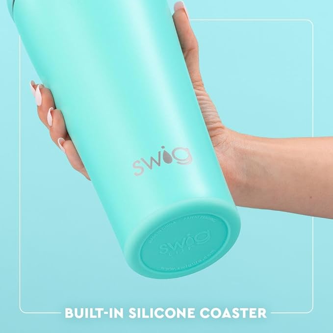 Swig Life 32oz Straw Tumbler, Travel Coffee Tumbler with Lid, Cup Holder Friendly Travel Coffee Mug, Stainless Steel, 32 oz Reusable Insulated Coffee Mug (Saturdays In Norman)