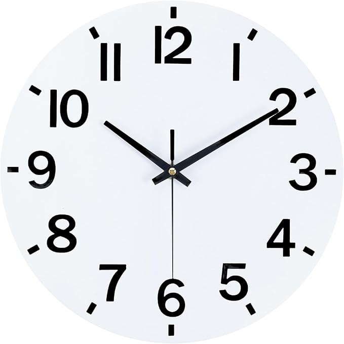 HZDHCLH Wall Clock 8 Inch Silent Non Ticking Wood Battery Operated White Wooden by HZDHCLH