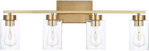 4 Light Bathroom Vanity Light Fixtures, Brushed Brass Modern Wall Lights - Image 2