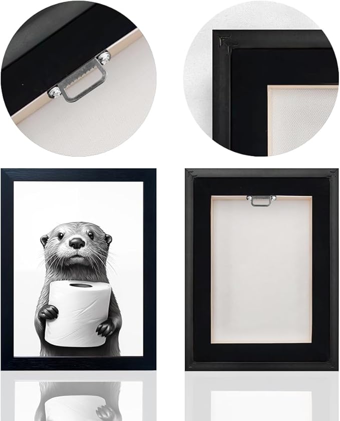 Framed Animal Bathroom Wall Art, Funny Bathroom Wall Decor, Toilet Paper in - Image 4