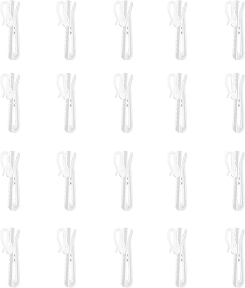 20 PCS Plastic Curtain Hooks Adjustable Pinch Pleat Curtain Clips Room Divider by CBSROROHome