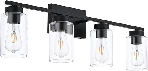 4 Light Bathroom Vanity Light Fixtures, Matte Black Modern Wall Lights - Image 2