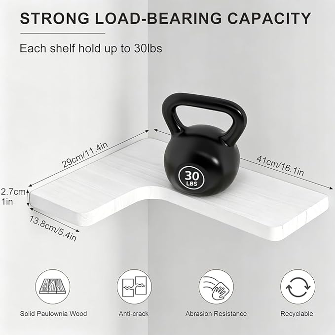 Floating Corner Shelves, Wall Shelf Set of 3, Shelves - Image 2