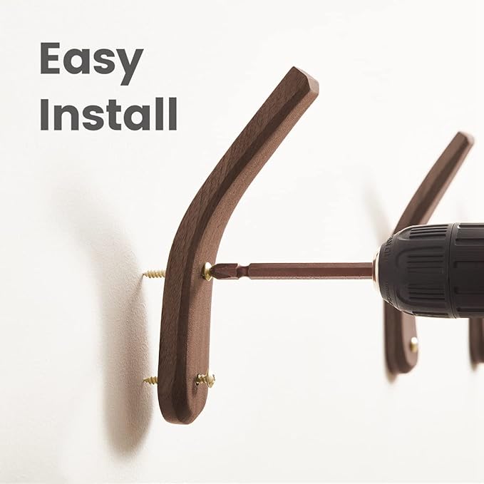 COCOYA 2Pack Wood Hooks Wall Mounted, Minimalist Easy Install Natural Real - Image 3