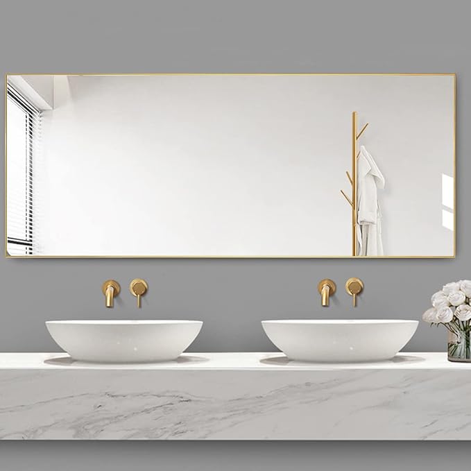 Dewfig Full Length Mirror with Stand, Full Body Mirrors, Hanging or Wall - Image 4