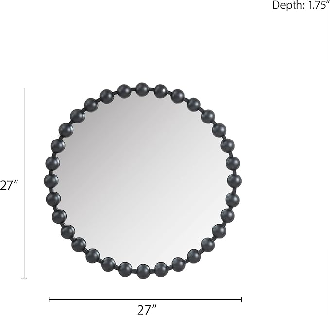 Madison Park Round Mirror, Metal Frame Circle Mirror 27 inch, Wall Art Decor - Image 5