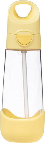 b.box 20oz Tritan Kids Water Bottle –Toddler Drink Bottle with Straw for School, Daycare, Travel w/Easy-Grip Triangular Design, Leak Proof Lid & Handle, BPA Free, Dishwasher Safe (Lemon Twist)