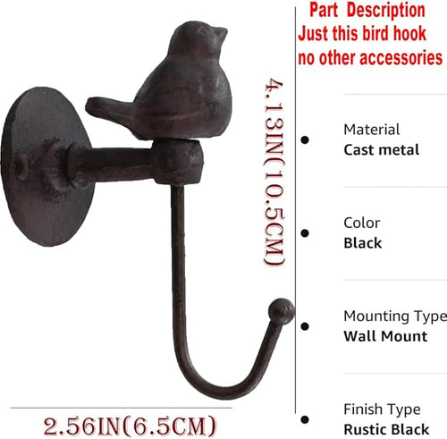 1PC Cast Iron Hooks 520013 Songbird Wall Hook - Image 2